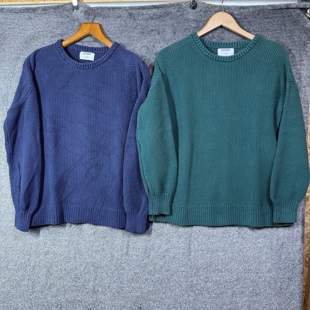 Old Navy Sweaters Lot of 2 Women Cotton Shaker Stitch Tunic Blue Green Small